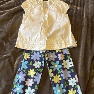 Vintage Y2K 2002 Gymboree SPRING SHOWERS Floral Pants & Button Up Shirt Size 4
